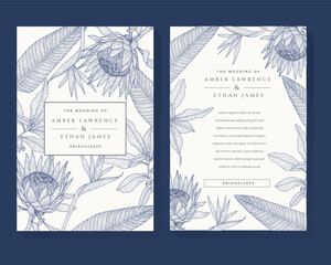Elegant blue floral wedding invitation template design