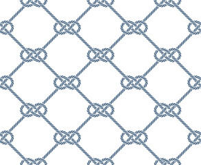Vector ropes, fishing net, seamless. White background