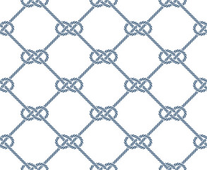 Vector ropes, fishing net, seamless. White background