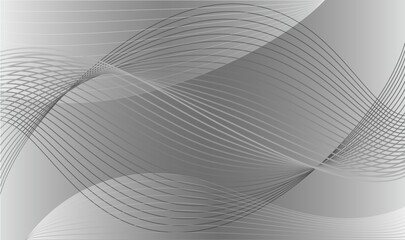 Naklejka premium Abstract Vector Monochrome Background Illustration With Gray Wavy Lines. 