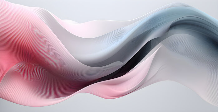 Modern Abstract Background, 3D Rendered Wallpaper, blue white and pink textile waves, created with Generative AI technology