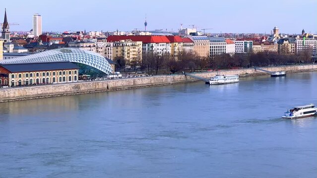 Balna (Whale) center on Danube River bank, Budapest, Hungary