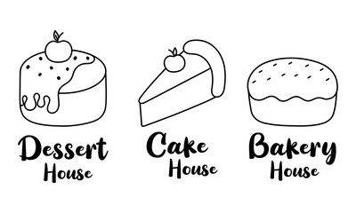 Simple bakery homemade, pastry and bread shop logo, badges, labels, icons and stickers.