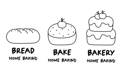 Simple bakery homemade, pastry and bread shop logo, badges, labels, icons and stickers.
