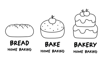 Simple bakery homemade, pastry and bread shop logo, badges, labels, icons and stickers.