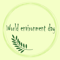 World environment day simple design with leaves. Vector, logo, background.
