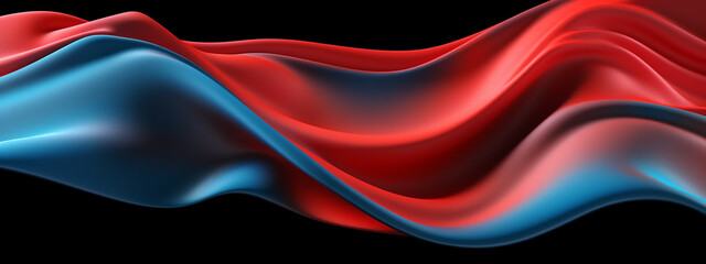Dynamic silk waves in contrasting blue and red, capturing a bold and dramatic visual impact for design use.