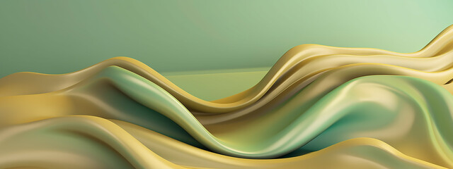 Gentle waves in soft green and gold hues create a calming and upscale background for elegant designs