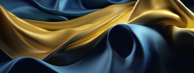Deep navy and lustrous gold silk folds captured in an elegant, timeless design suitable for upscale backgrounds