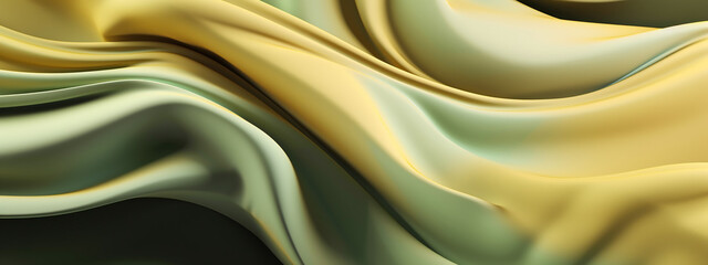 Flowing fabric in shades of gold and green, perfect for capturing a natural and elegant visual texture.