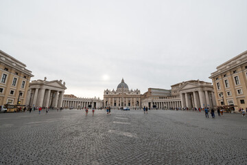 Fototapeta na wymiar Rome, Italy - September 15, 2021: St. Peter's Square, Piazza San Pietro in Vatican City