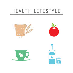 Healthy life icons. Healthy eating icons.