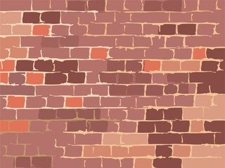 Vintage wall vector background in brown colors. Brick wall.