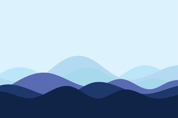 Fototapeta na wymiar Blue wave water sea line pattern background design. Cold colors. Vector illustration