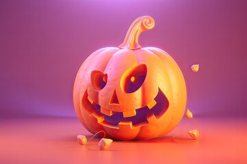 Halloween pumpkin with smile face. Generative AI