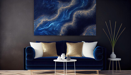 Abstract Ocean with Natural Luxury Texture, Marble Swirls and The Starry Night color Ripples with Generative AI Technology