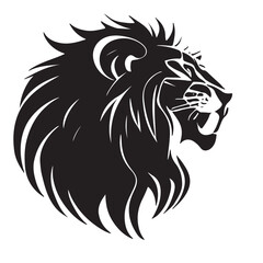 Lions head sketch closeup. Also good for tattoo and logo. Editable vector monochrome image with high details isolated on white background
