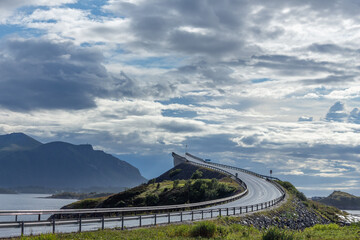 Atlantic Ocean Road, Norway. Amazing and world famous road in Norway. Norway sea landscape with bridge. Atlanterhavsvegen