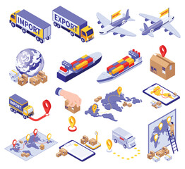 Isometric Cargo Icon Set