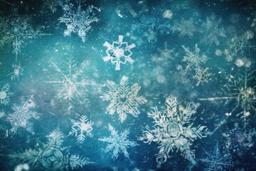Fototapeta na wymiar blue winter wonderland with falling snowflakes. Generative AI