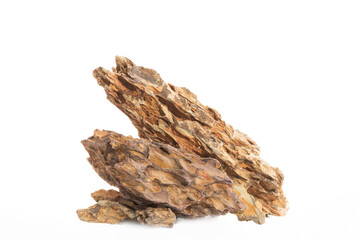 Ohko dragon stone for freshwater aquarium aquascaping design isolated on the white background.