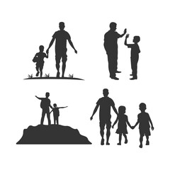 Father's Day Silhouette Collection For Template Design Elements
