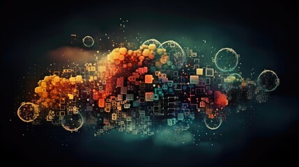 Abstrakter bunter Cloud Technologie Hintergrund, Generative AI 