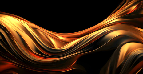 Modern Abstract Background, 3D Rendered Wallpaper, metallic golden waves, created with Generative AI technology