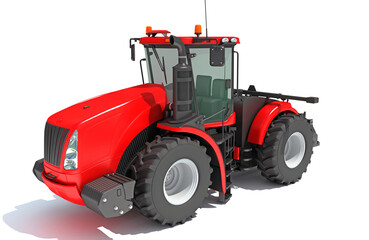 Farm Tractor 3D rendering on white background