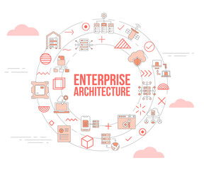 enterprise architecture concept with icon set template banner and circle round shape