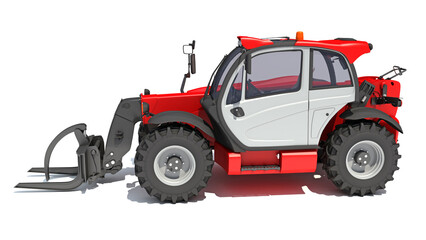 Telescopic Wheel Loader 3D rendering on white background