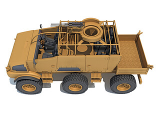 Military Vehicle 3D rendering on white background