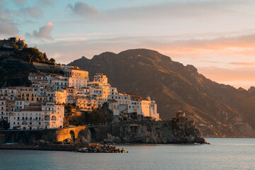 view of amalfi, amalfi coast, amalfi cathedral, sea, tranquility of the amalfi coast and symbols of...