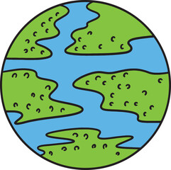 Naklejka premium Planet Earth Cartoon Colored Clipart Illustration