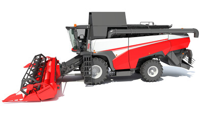 Farm Combine Harvester 3D rendering on white background