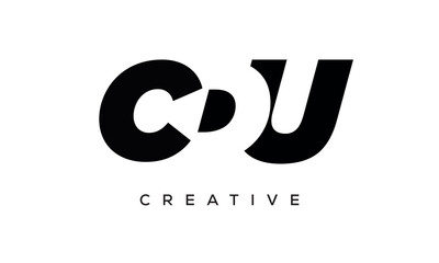 CDU letters negative space logo design. creative typography monogram vector