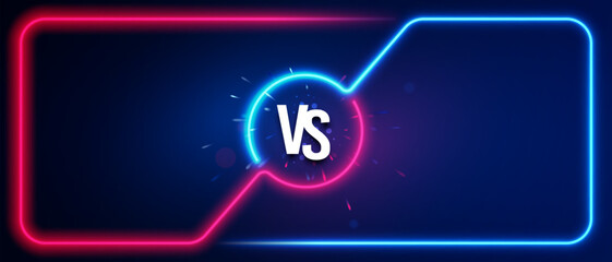 Neon Lamp Battle Concept. Versus Interface For Two Players