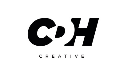 CDH letters negative space logo design. creative typography monogram vector