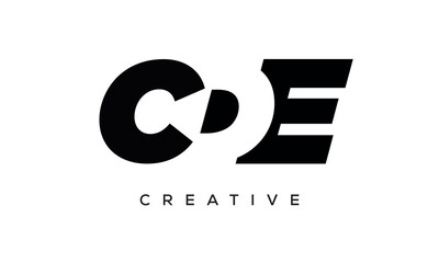 CDE letters negative space logo design. creative typography monogram vector