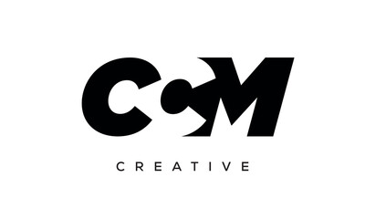 CCM letters negative space logo design. creative typography monogram vector