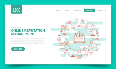 orm online reputation management concept with circle icon for website template or landing page homepage
