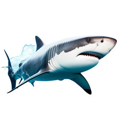 Shark on transparent png background. Generative ai.
