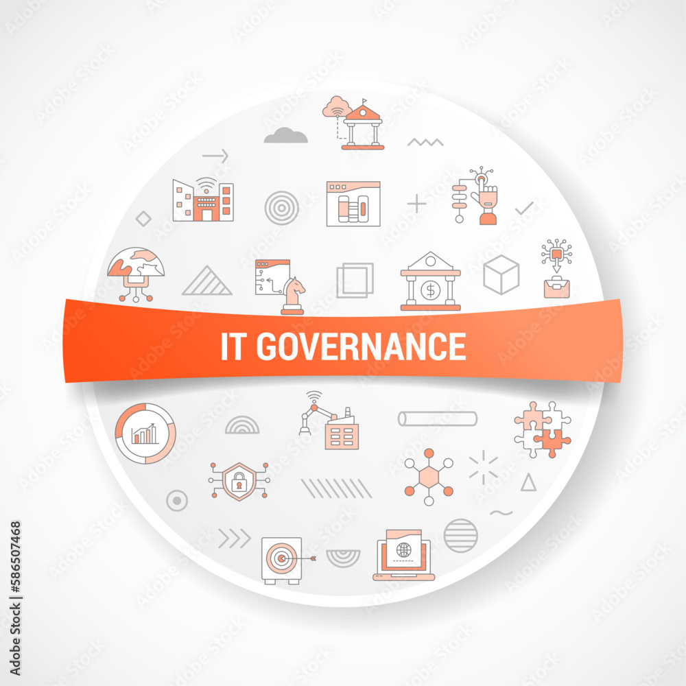 Poster it governance technology concept with icon concept with round or circle shape for badge