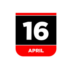 16th April calendar page icon. 16 Apr day.