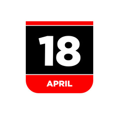 18th April calendar page icon. 18 Apr day.