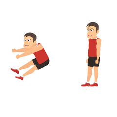 Athlete is a long jumper. Athlete is training, vector illustration