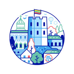 Travel Vilnius Icon with Gediminas Castle Tower