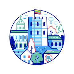 Fototapeta premium Travel Vilnius Icon with Gediminas Castle Tower