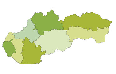 Highly detailed editable political map with separated layers. Slovakia.