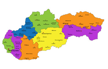 Obraz premium Colorful Slovakia political map with clearly labeled, separated layers. Vector illustration.